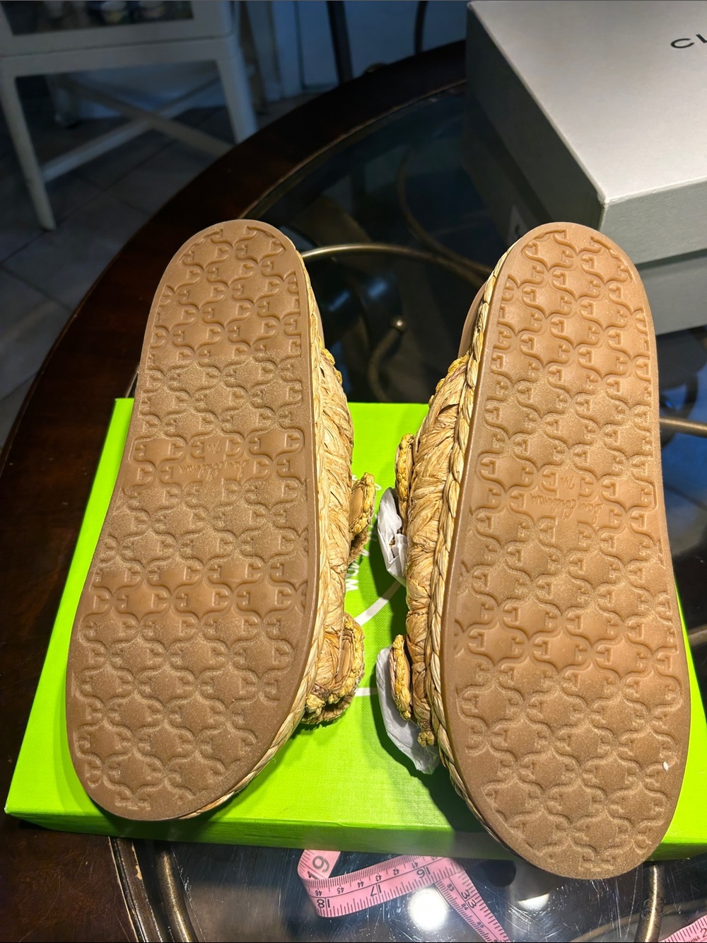 Sam Edelman new in box Natural Raffia Double-Buckle Slide Mules 7.5 - Picture 5 of 6